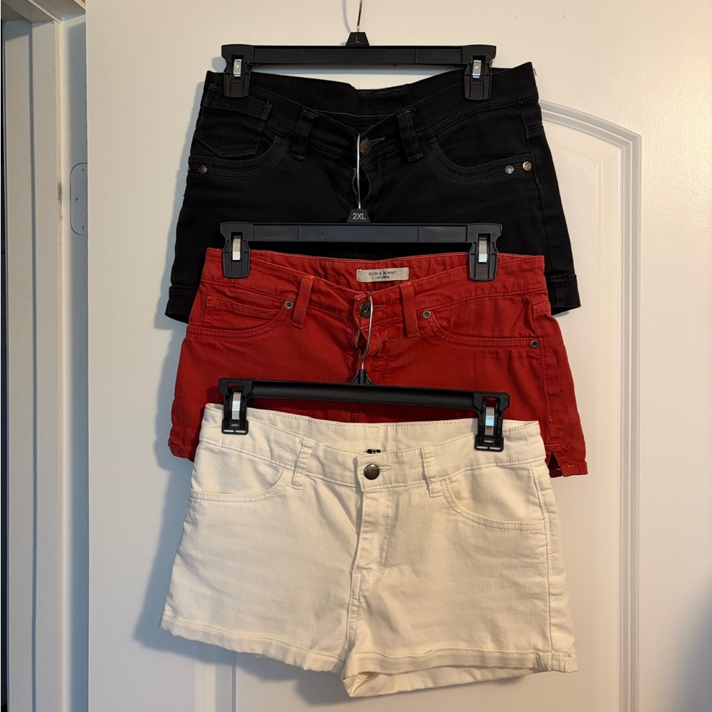 Rich & Skinny Women's Jean Shorts - Black, Red, White